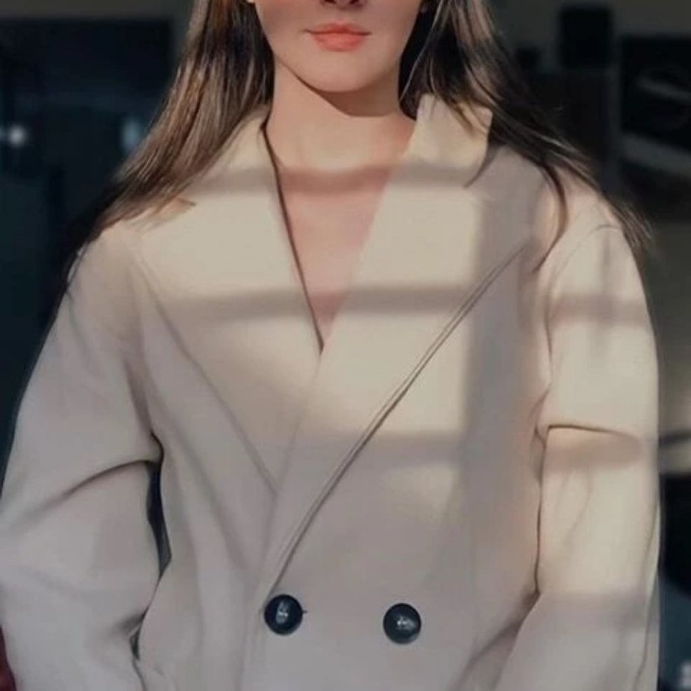 Classic Double Breasted Pea Overcoat jacket fall/winter - beige - Picture 5 of 11